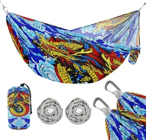 ATTX Asian Dragons Camping Hammock - Lightweight & Portable Hammocks, Heavy Duty 330lbs Capacity for Indoor, Hiking, Backpacking, Travel, Backyard, Beach#152