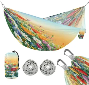 ATTX Colorful Flowers Camping Hammock - Lightweight & Portable Hammocks, Heavy Duty 330lbs Capacity for Indoor, Hiking, Backpacking, Travel, Backyard, Beach#523