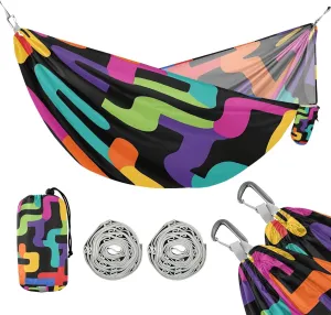 ATTX Colorful Maze Camping Hammock - Lightweight & Portable Hammocks, Heavy Duty 330lbs Capacity for Indoor, Hiking, Backpacking, Travel, Backyard, Beach#556