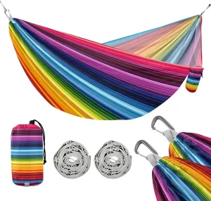ATTX Colorful Mexico Stripe Camping Hammock - Lightweight & Portable Hammocks, Heavy Duty 330lbs Capacity for Indoor, Hiking, Backpacking, Travel, Backyard, Beach#433