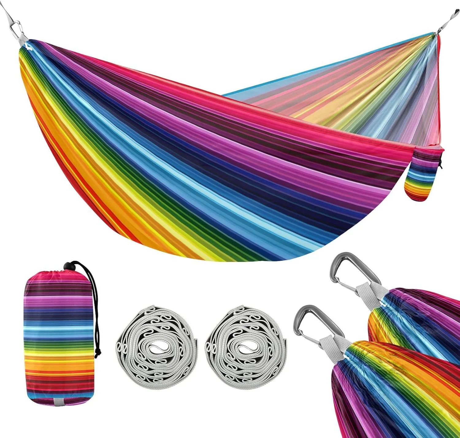 ATTX Colorful Mexico Stripe Camping Hammock - Lightweight & Portable Hammocks, Heavy Duty 330lbs Capacity for Indoor, Hiking, Backpacking, Travel, Backyard, Beach#433