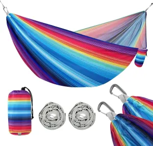ATTX Colorful Mexico Stripe Camping Hammock - Lightweight & Portable Hammocks, Heavy Duty 330lbs Capacity for Indoor, Hiking, Backpacking, Travel, Backyard, Beach#441