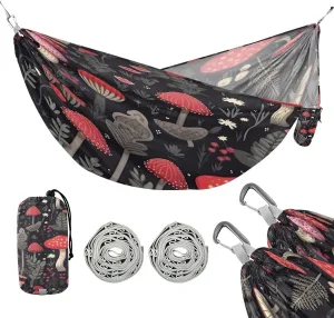 ATTX Colorful Mushrooms Camping Hammock - Lightweight & Portable Hammocks, Heavy Duty 330lbs Capacity for Indoor, Hiking, Backpacking, Travel, Backyard, Beach#275