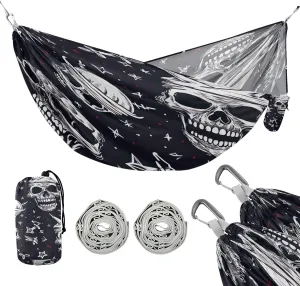 ATTX Colorful Skull Pattern Camping Hammock - Lightweight & Portable Hammocks, Heavy Duty 330lbs Capacity for Indoor, Hiking, Backpacking, Travel, Backyard, Beach#281
