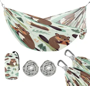 ATTX Cute Beaver Camping Hammock - Lightweight & Portable Hammocks, Heavy Duty 330lbs Capacity for Indoor, Hiking, Backpacking, Travel, Backyard, Beach#226