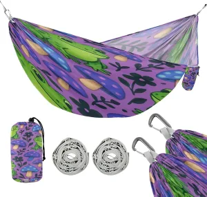 ATTX Cute Cartoon Frog Camping Hammock - Lightweight & Portable Hammocks, Heavy Duty 330lbs Capacity for Indoor, Hiking, Backpacking, Travel, Backyard, Beach#148