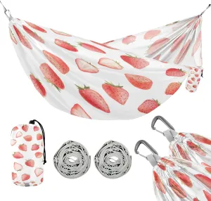 ATTX Cute Watercolor Strawberry Camping Hammock - Lightweight & Portable Hammocks, Heavy Duty 330lbs Capacity for Indoor, Hiking, Backpacking, Travel, Backyard, Beach#145