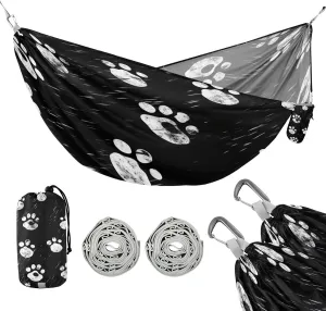 ATTX Dog Paw Prints Camping Hammock - Lightweight & Portable Hammocks, Heavy Duty 330lbs Capacity for Indoor, Hiking, Backpacking, Travel, Backyard, Beach#362
