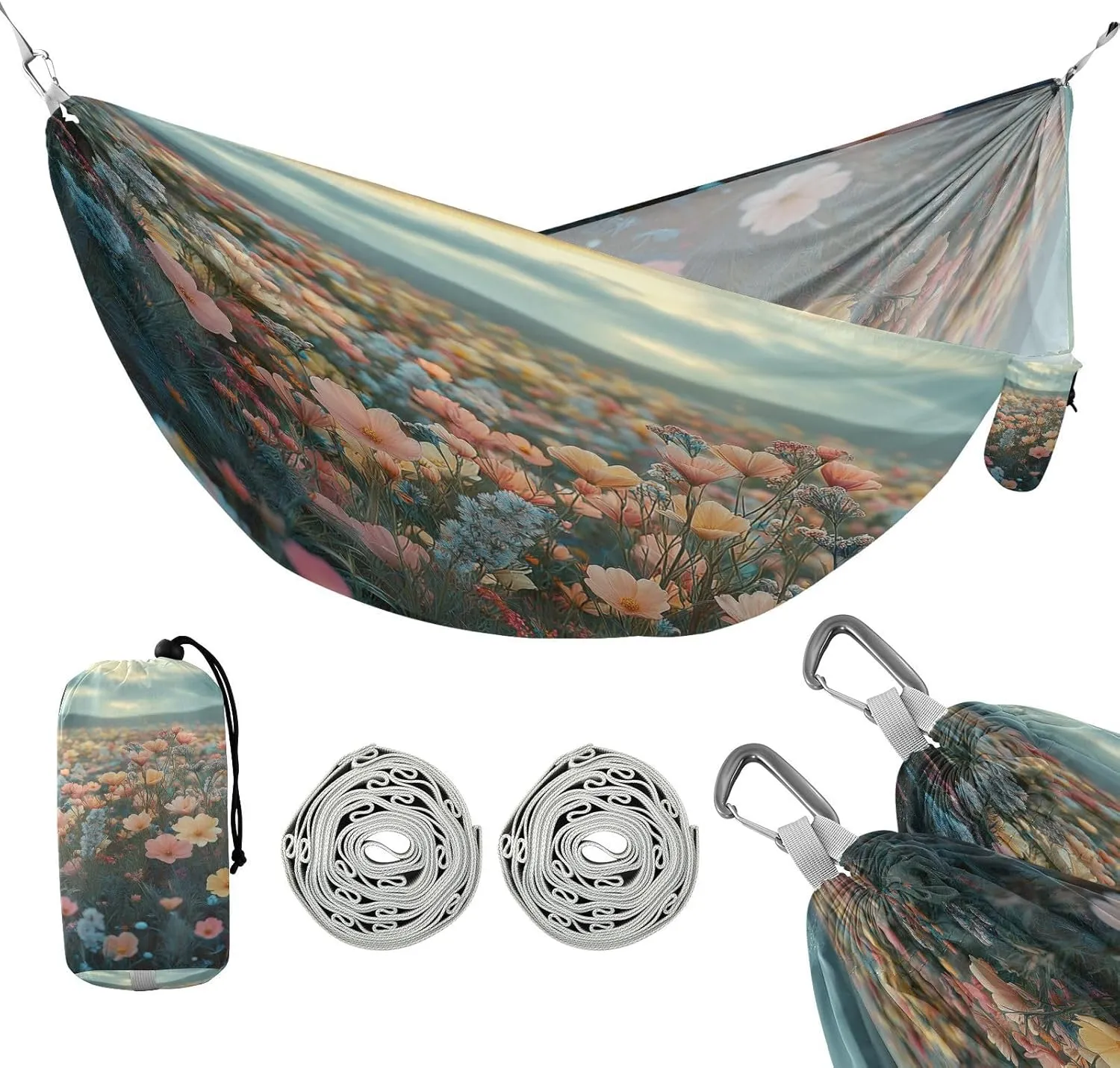 ATTX Floral Landscapes Camping Hammock - Lightweight & Portable Hammocks, Heavy Duty 330lbs Capacity for Indoor, Hiking, Backpacking, Travel, Backyard, Beach#11