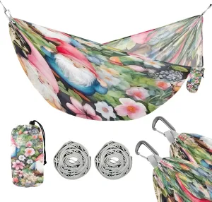 ATTX Gnomes Flower Camping Hammock - Lightweight & Portable Hammocks, Heavy Duty 330lbs Capacity for Indoor, Hiking, Backpacking, Travel, Backyard, Beach#367