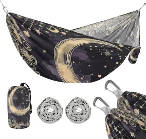 ATTX Moon and Clouds Camping Hammock - Lightweight & Portable Hammocks, Heavy Duty 330lbs Capacity for Indoor, Hiking, Backpacking, Travel, Backyard, Beach#109