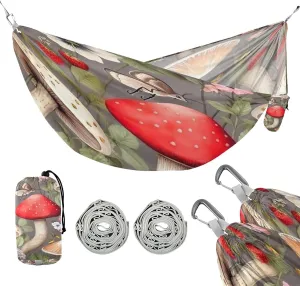 ATTX Mushroom Strawberry Camping Hammock - Lightweight & Portable Hammocks, Heavy Duty 330lbs Capacity for Indoor, Hiking, Backpacking, Travel, Backyard, Beach#297