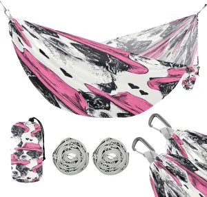 ATTX Pink Hats Dog Camping Hammock - Lightweight & Portable Hammocks, Heavy Duty 330lbs Capacity for Indoor, Hiking, Backpacking, Travel, Backyard, Beach#475