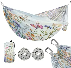 ATTX Retro Wildflowers Camping Hammock - Lightweight & Portable Hammocks, Heavy Duty 330lbs Capacity for Indoor, Hiking, Backpacking, Travel, Backyard, Beach#309