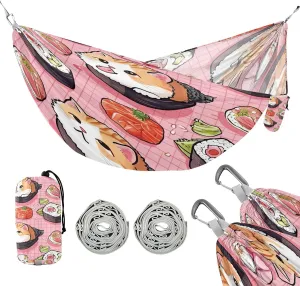 ATTX Sushi Kawaii Pattern Camping Hammock - Lightweight & Portable Hammocks, Heavy Duty 330lbs Capacity for Indoor, Hiking, Backpacking, Travel, Backyard, Beach#486