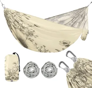 ATTX Vintage Wildflower Camping Hammock - Lightweight & Portable Hammocks, Heavy Duty 330lbs Capacity for Indoor, Hiking, Backpacking, Travel, Backyard, Beach#486