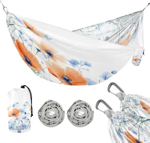 ATTX Watercolor Wildflowers Camping Hammock - Lightweight & Portable Hammocks, Heavy Duty 330lbs Capacity for Indoor, Hiking, Backpacking, Travel, Backyard, Beach#92