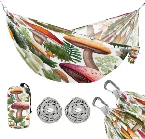 ATTX Watercolors Mushrooms Camping Hammock - Lightweight & Portable Hammocks, Heavy Duty 330lbs Capacity for Indoor, Hiking, Backpacking, Travel, Backyard, Beach#316