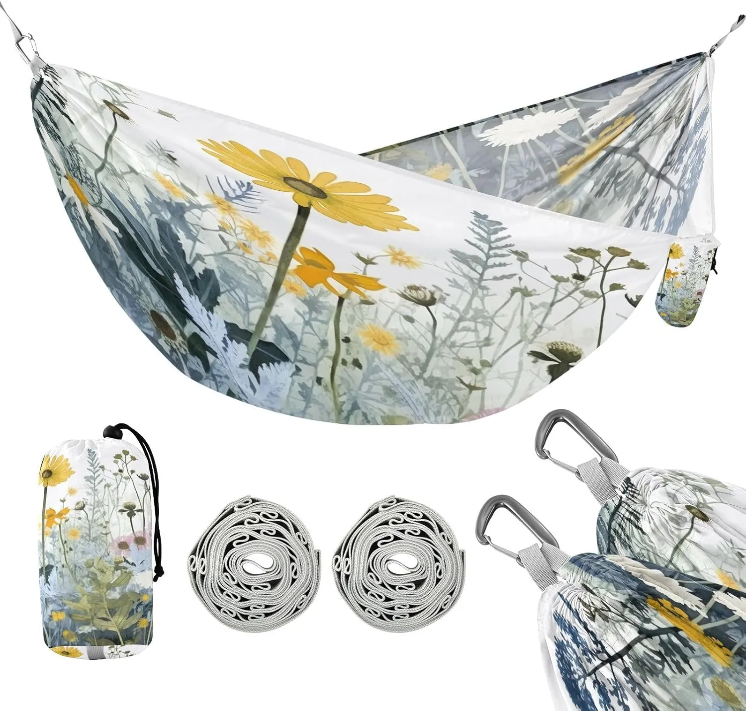 ATTX Wildflowers Butterfly Camping Hammock - Lightweight & Portable Hammocks, Heavy Duty 330lbs Capacity for Indoor, Hiking, Backpacking, Travel, Backyard, Beach#189