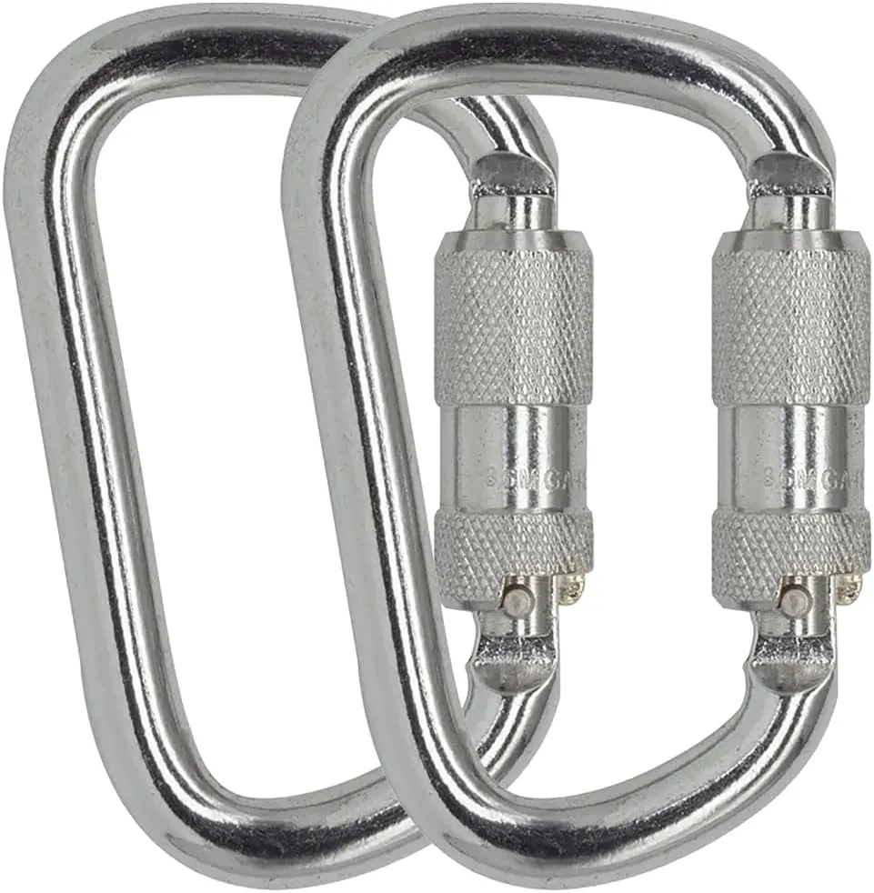 Auto Locking Carabiner 45KN=10000lbs Heavy Duty Large Clip Climbing Carabiner Twist Lock Carabiners for Rock Climbing, Camping, Gym,Rescue (CE Rated,D Shape)