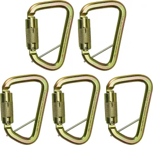 Auto Locking Carabiner 60KN (5-Pack)- Fusion Climb® Tacoma- Professional Rock Climbing Carabiner- Heavy Duty Steel- Auto Locking Carabiner for Climbing, Rappelling,Captive Pin- UIAA ANSI Compliant