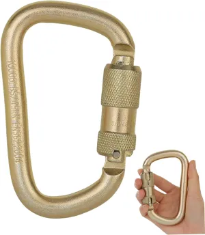 Auto Locking Carabiner Climbing Heavy Duty Steel Golden Carabiner Clip Small Quick Release, Rescue for Rock and Tree Climbing