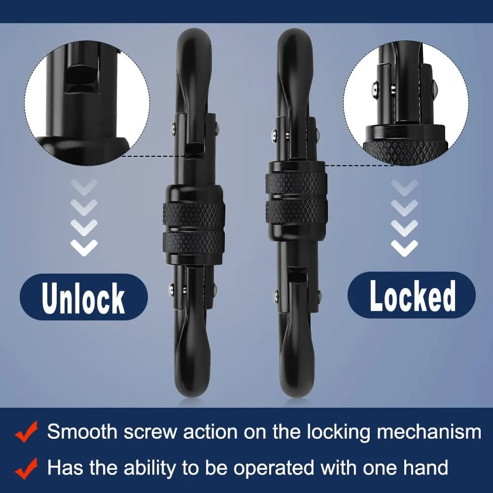 Auto Locking Carabiner Heavy Duty Carabiner, Carabiner Clips(25KN=5600 lbs), Large Carabiner Clip for Keychains,Hammock,Camping, Gym, Hiking, Outdoor,Dog Leash