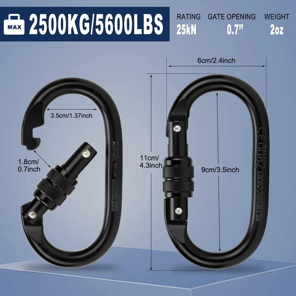 Auto Locking Carabiner Heavy Duty Carabiner, Carabiner Clips(25KN=5600 lbs), Large Carabiner Clip for Keychains,Hammock,Camping, Gym, Hiking, Outdoor,Dog Leash