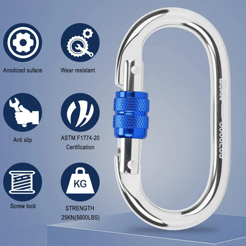 Auto Locking Carabiner Heavy Duty Carabiner, Carabiner Clips(25KN=5600 lbs), Large Carabiner Clip for Keychains,Hammock,Camping, Gym, Hiking, Outdoor,Dog Leash