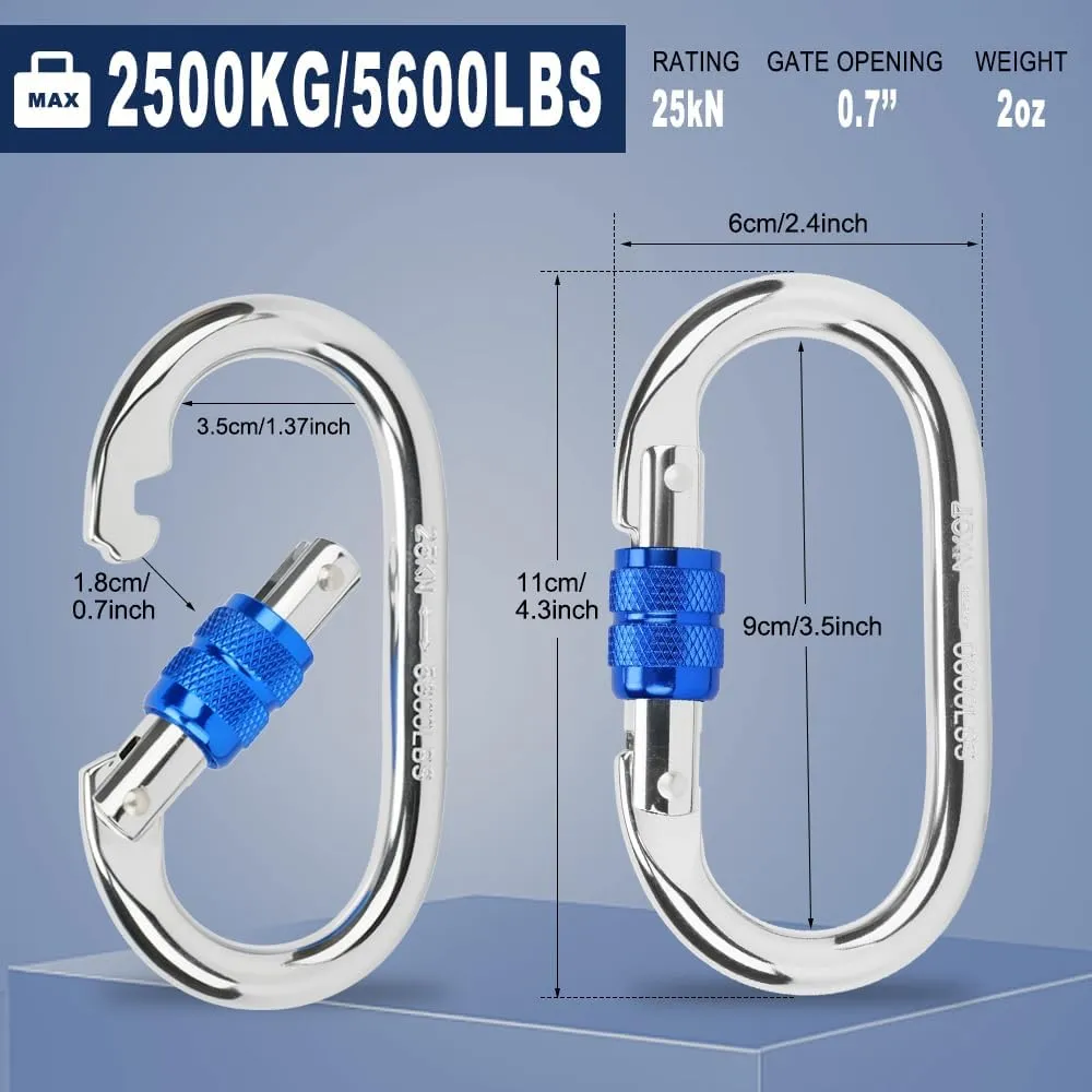Auto Locking Carabiner Heavy Duty Carabiner, Carabiner Clips(25KN=5600 lbs), Large Carabiner Clip for Keychains,Hammock,Camping, Gym, Hiking, Outdoor,Dog Leash