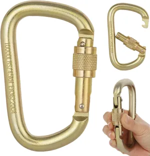 Auto Locking Climbing Carabiner Clips,45KN Twist Lock Carabiner,D-Shape Climbing Carabiner,Portable Steel Carabiner for Rappelling, Hammocks, Rescue, Dog Leash, Swing