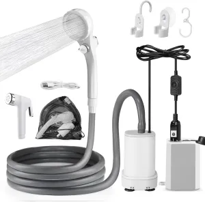 AUTOPkio Portable 2-in-1 Camp Shower Pump With Rechargeable Battery for Camping, Beach, Hiking, Outdoor, and Pet Cleaning