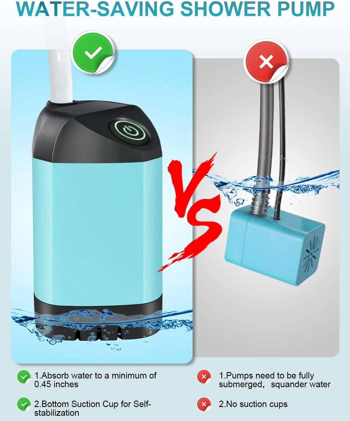 AUTOPkio Portable Camping Shower - Outdoor Camp Shower with Showerhead Sprayer & Rechargeable Battery Pump for Camping, Travel, Hiking, Car Washing, Pet Bath