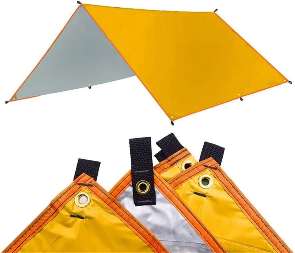 Awning Waterproof Tarp Tent Shade Ultralight Garden Canopy Sunshade Outdoor Camping Hammock Rain Fly Beach Sun Shelter (Color : Yellow, Size : 3 * 5M)