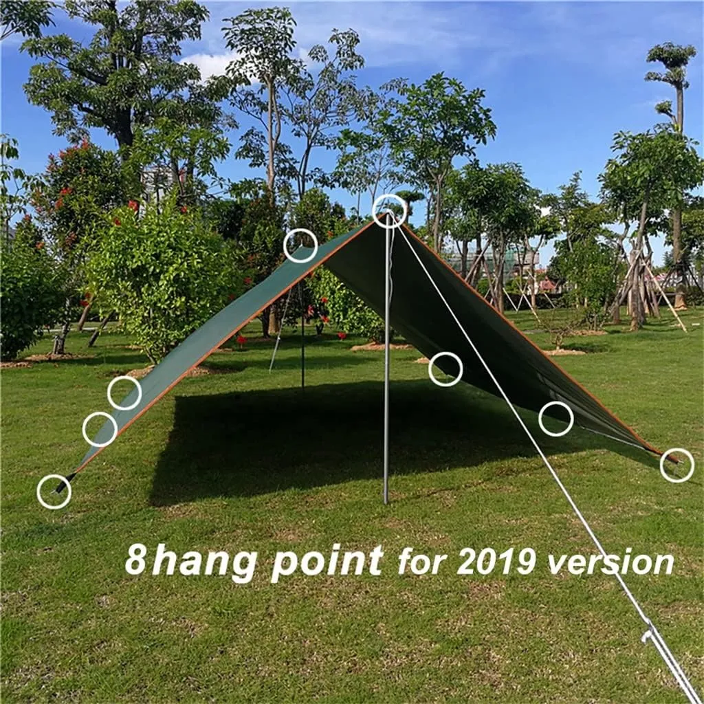 Awning Waterproof Tarp Tent Shade Ultralight Garden Canopy Sunshade Outdoor Camping Hammock Rain Fly Beach Sun Shelter(Color:Gray)
