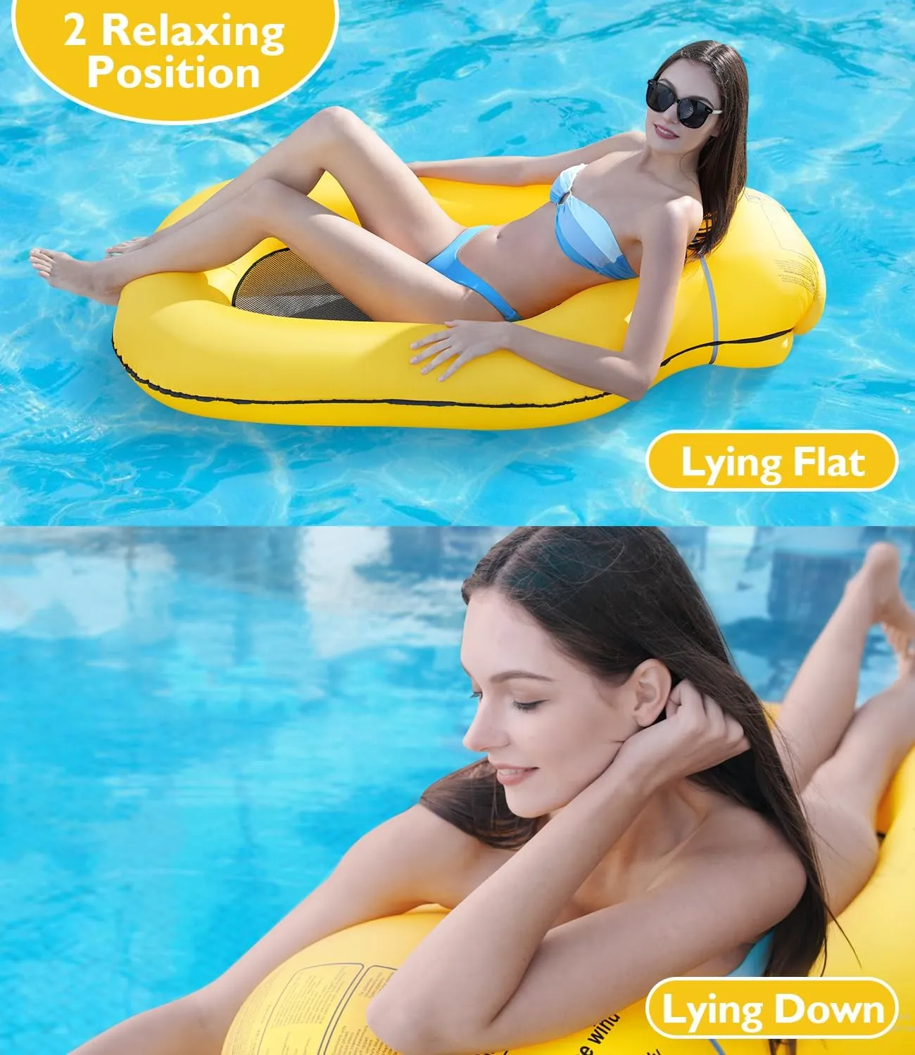 Bachelorette Pool Floats - Large 55"X37" Non Inflatable Adult Blue Water Hammock for Sun Tanning