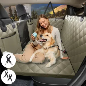 Back Seat Extender for Dogs, Dog Car Seat Cover for Back Seat Supports 420lbs, Hard Bottom Backseat Extender for Dogs, Waterproof Dog Hammock for Car, SUV, Truck Beige