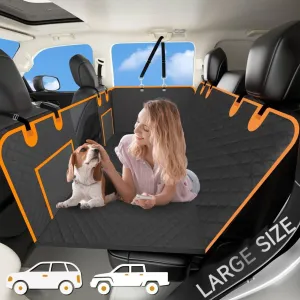 Back Seat Extender for Dogs, Dog Car Seat Cover for Back Seat with Waterproof Hard Bottom for Car SUV, Dog Hammock Travel Bed to Protect Your Car Backseat (for Truck/Large SUV-Black)