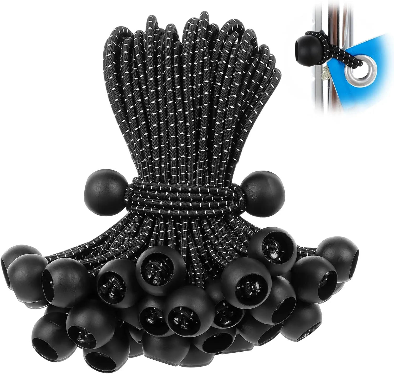 Ball Bungee Cords 6 Inch 50 PCS Tarp Ball Bungee Heavy Duty Canopy Tie Downs for Tarps,Camping, Shelter,Cargo,Holding Wires,Tent Poles with UV Resistant