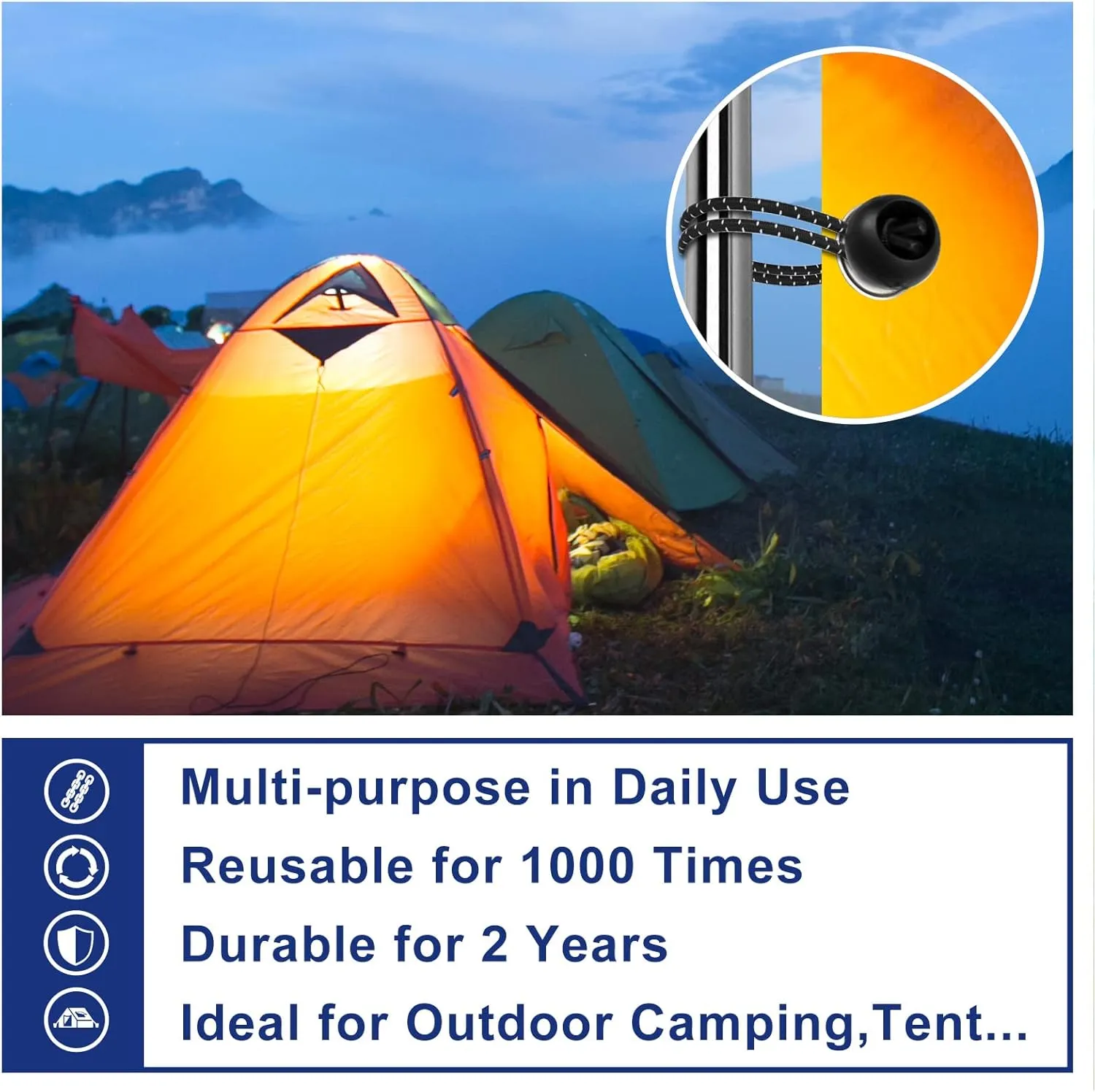 Ball Bungee Cords 6 Inch 50 PCS Tarp Ball Bungee Heavy Duty Canopy Tie Downs for Tarps,Camping, Shelter,Cargo,Holding Wires,Tent Poles with UV Resistant