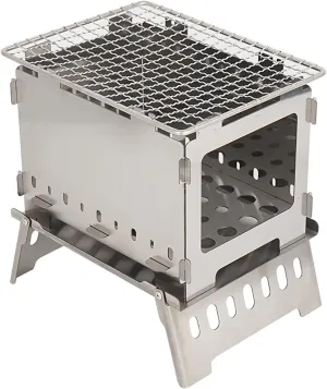 Barbecue Grill/Charcoal Grill Mini Grill Folding Camp Stove Stainless Steel BBQ Grill ​Small Portable Backpacking Stove for Hiking Camping Survival Charcoal Barbecue Grill