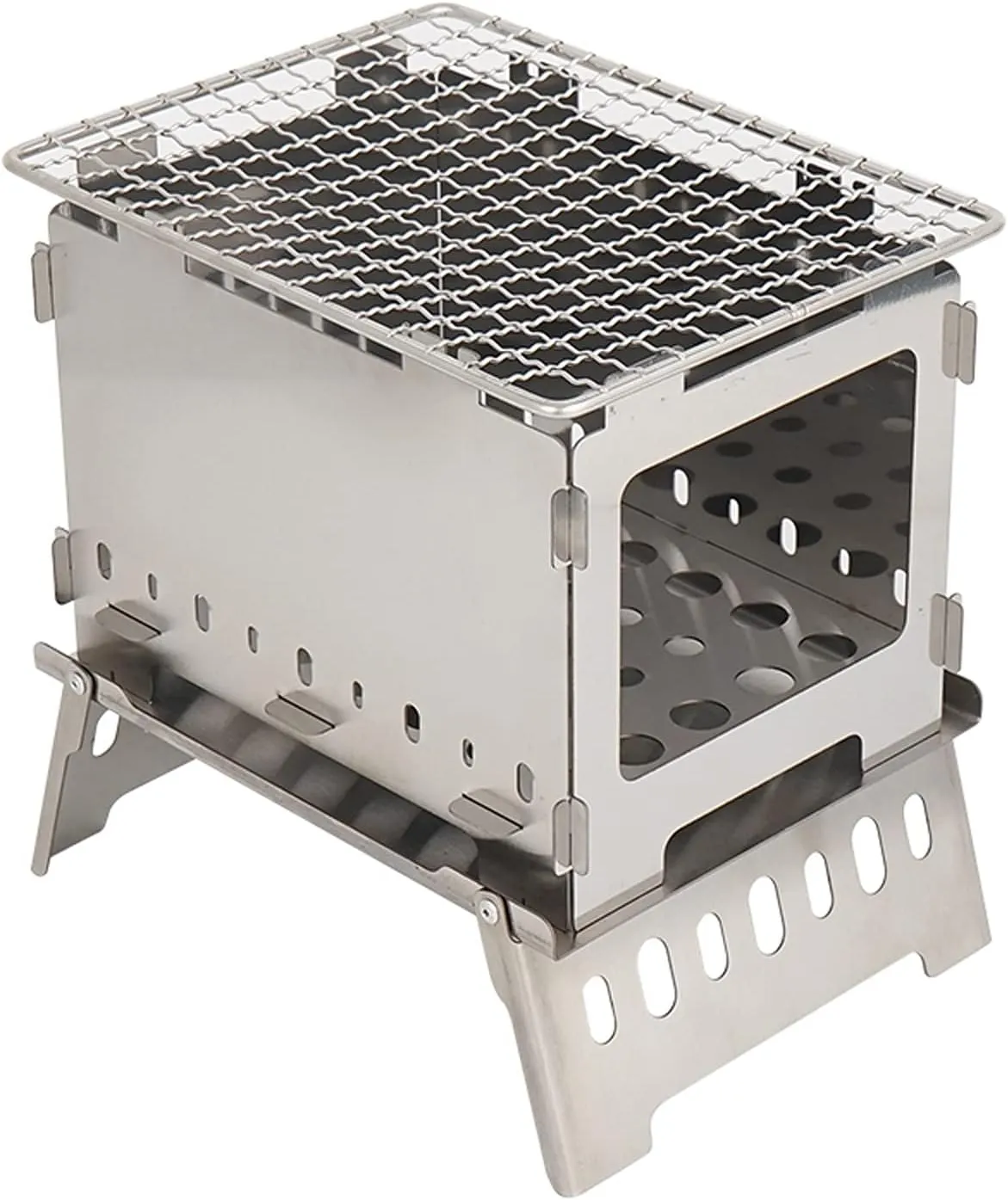 Barbecue Grill/Charcoal Grill Mini Grill Folding Camp Stove Stainless Steel BBQ Grill ​Small Portable Backpacking Stove for Hiking Camping Survival Charcoal Barbecue Grill