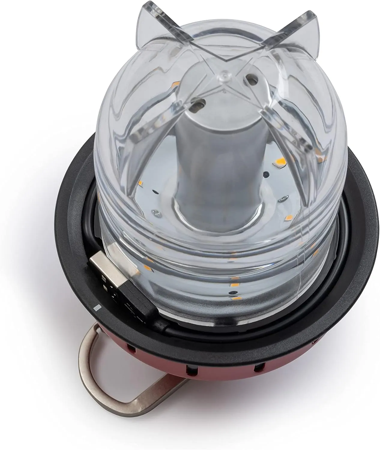 Barebones Beacon Hanging Light – Red, Rechargeable LED Camping Lantern with Adjustable Brightness – Weatherproof Vintage-Style Hanging Lantern for Outdoor Adventures and Year-Round Use