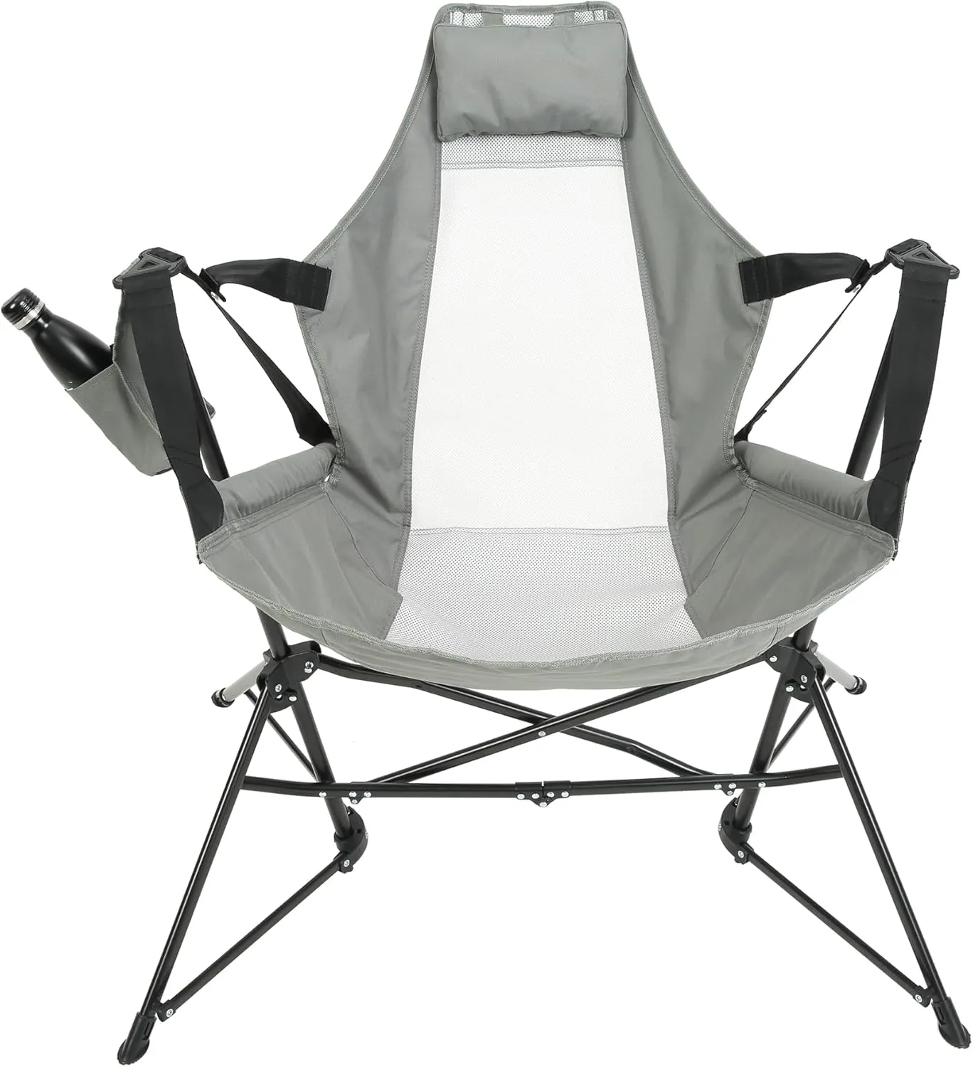 Beach-Hammock Rocking-Camping Chair-Folding Outdoor - Swinging Chair Portable with Pillow Cup Holder Poolside Patio for Garden Lawn Backyard Fishing Picnics (Gray)