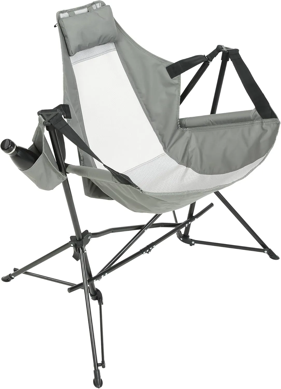 Beach-Hammock Rocking-Camping Chair-Folding Outdoor - Swinging Chair Portable with Pillow Cup Holder Poolside Patio for Garden Lawn Backyard Fishing Picnics (Gray)
