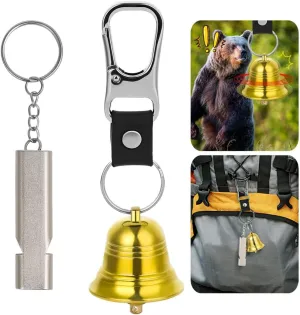 Bear Protection Bell Set With Whistle, Brass Bear Bell With Silencer And Carabiner, Essential Survival Tools For Hikers, Climbers, Cyclists, And Fishermen