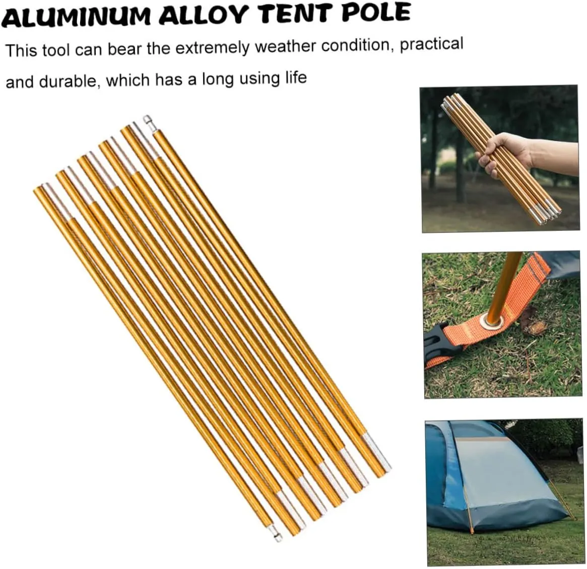 BESPORTBLE Collapsible Tent Poles Lightweight Canopy Support for Camping Portable Folding Design Heavy Duty for