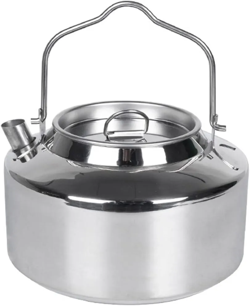 BESPORTBLE Portable Camping Kettle Stainless Steel Tea Kettle Boiling Water for Coffee Outdoor Stovetop Locking Handle Easy to Carry