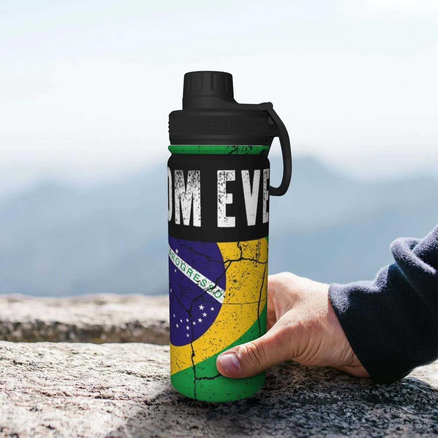 Best Brazilian Mom Ever Brazil Flag Sports Water Bottle 18 Oz Stainless Steel Sports Insulated Kettle for Travel Outdoor Gym