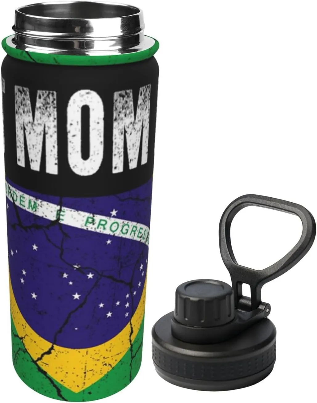 Best Brazilian Mom Ever Brazil Flag Sports Water Bottle 18 Oz Stainless Steel Sports Insulated Kettle for Travel Outdoor Gym